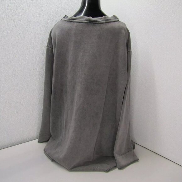 NEW AMICII BY BACI Womens Sweatshirt Dark Gray Size XS Knit Collar Flared - Picture 5 of 7